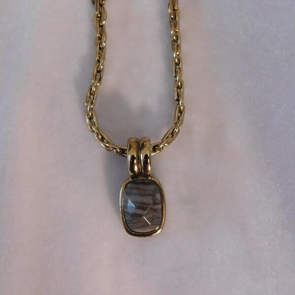Men's Dyrberg/Kern Heavy Chain Necklace with Brown Onyx Stone - Picture 2 of 4
